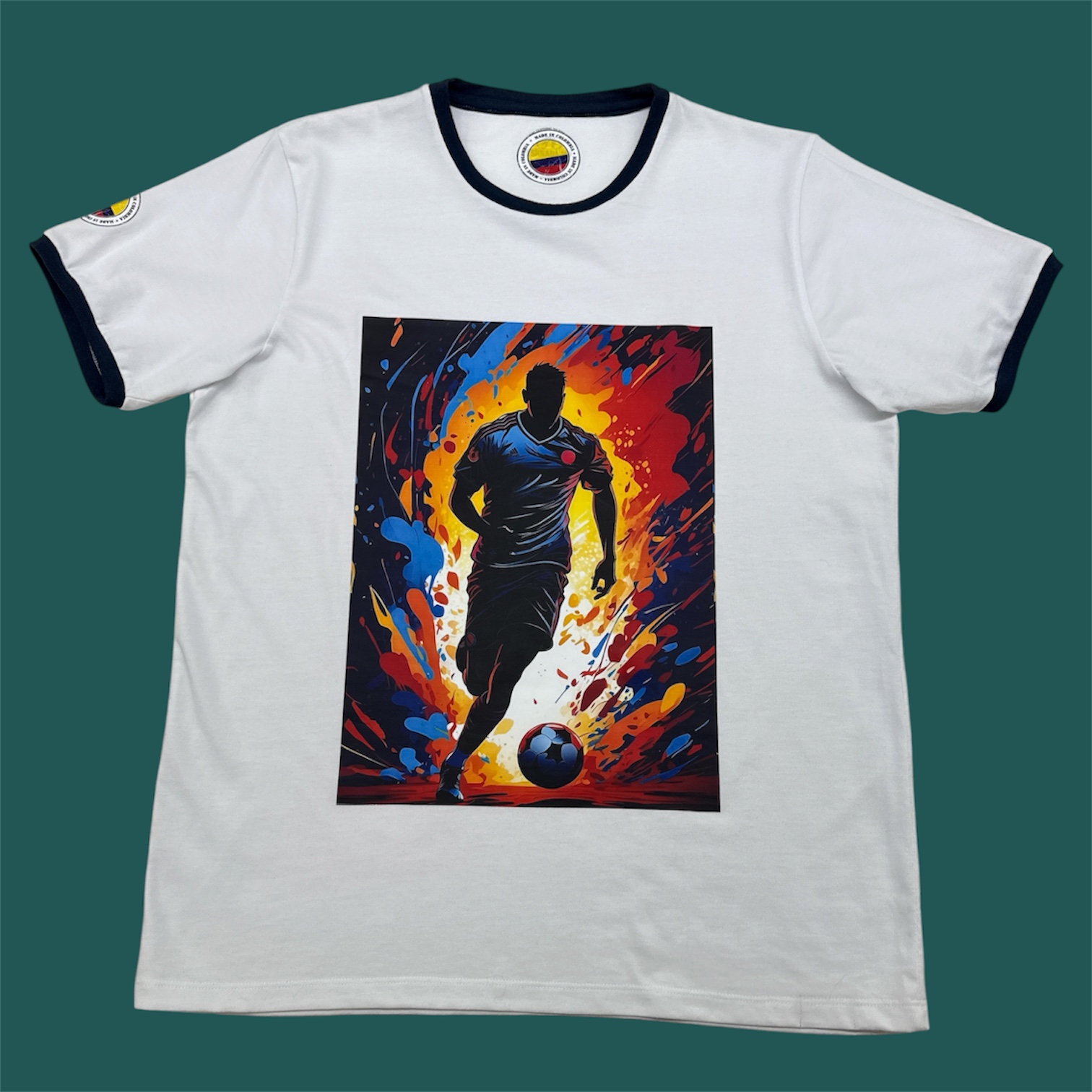 CAMISETA ALGODON PREMIUM UNISEX ESTAMAPDA FUTBOL COLOMBIA MUNDIAL TU OUTFIN MUNDIALISTA COMIENZA AQUI