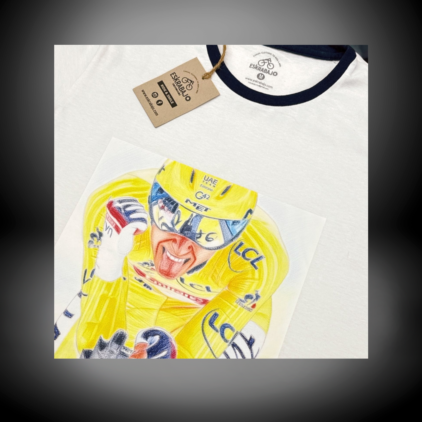 CICLISMO | ROPA CASUAL CICLISTAS | MODA URBANA CICLISMO | PLAYERAS ESTAMPADAS | TADEJ POGACAR MAILLOT JAUNE TOUR DE FRANCIA